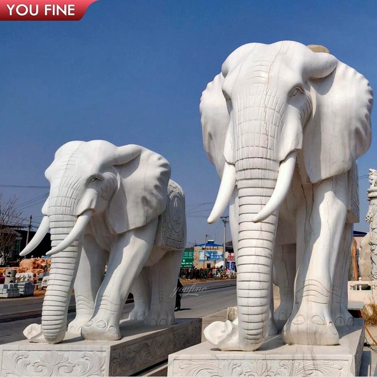 Natural Marble White Elephant Statues for Sale