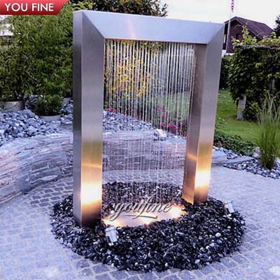 Modern Large Outdoor Garden Rectangle Metal Stainless Steel Water Fountain