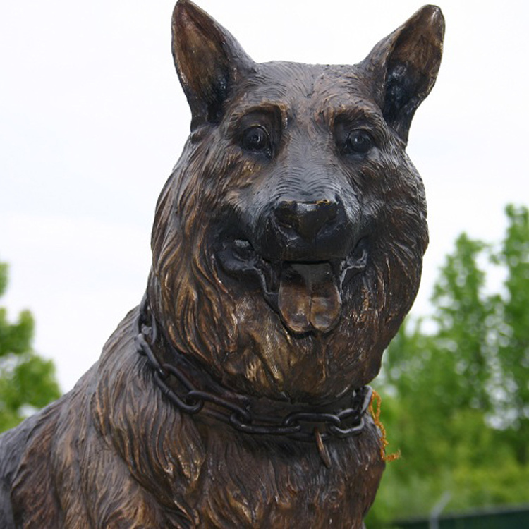 Outdoor Garden Brass Animals Sculpture Bronze Standing German Shepherd Dog Statue With Base