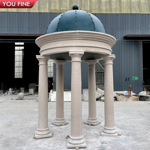 Hand Carved Gazebo Outdoor Marble Traditional Style