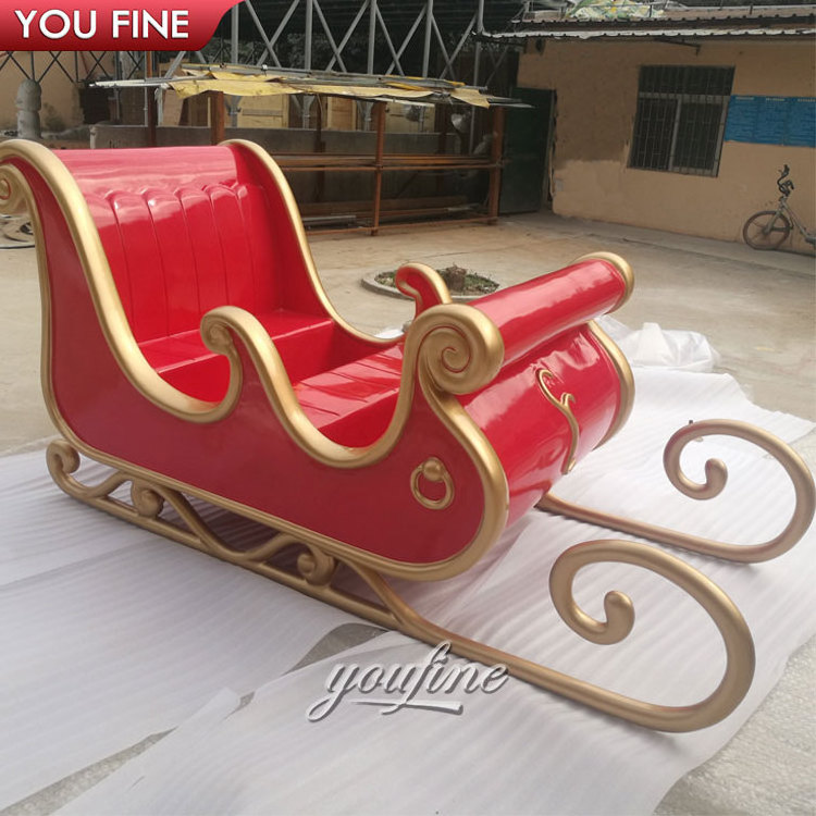 Large High Quality Customized Christmas Ornament Fiberglass Santa Sleigh Decoration