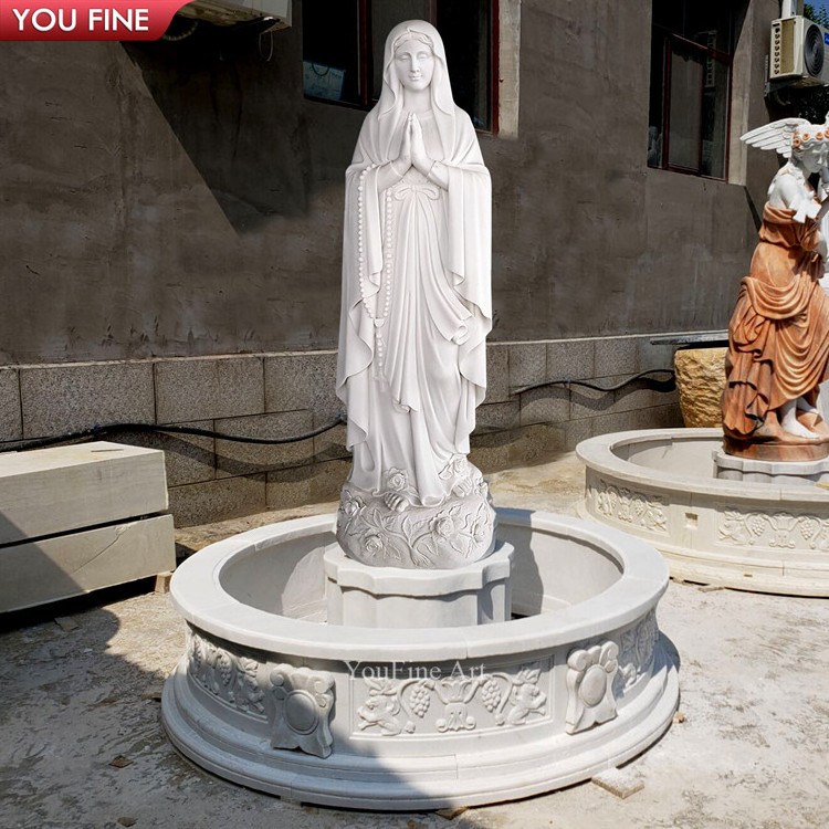 Customized Outdoor Nautral Stone Marble Virgin Mary Water Fountain for Sale