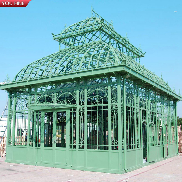 Outdoor garden antique wrought iron gazebo, iron greenhouse Iron gazebo for sale