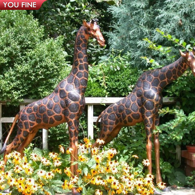 Outdoor Garden Life Size Bronze Giraffe Sculpture Statue