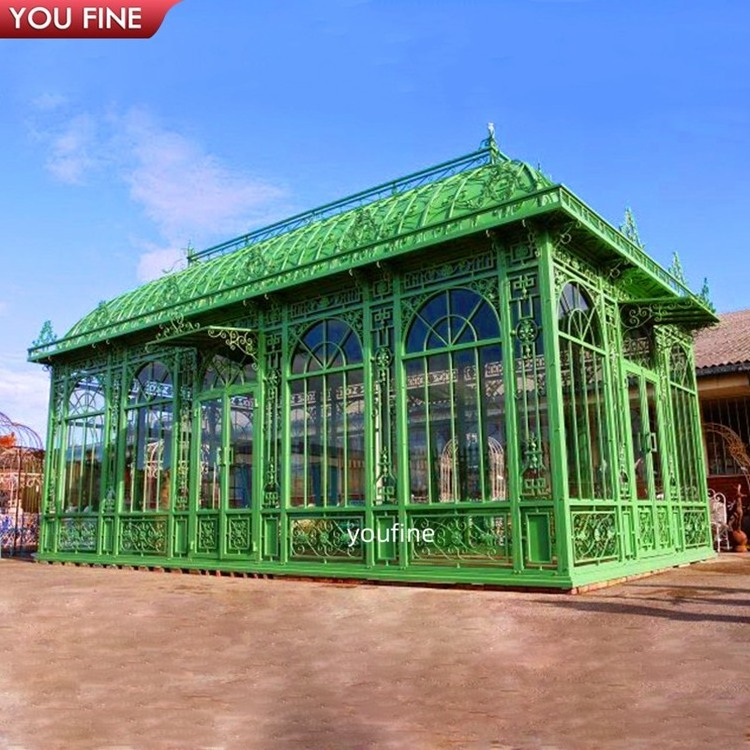 Outdoor Wrought Blue Iron Gazebo Sunroom