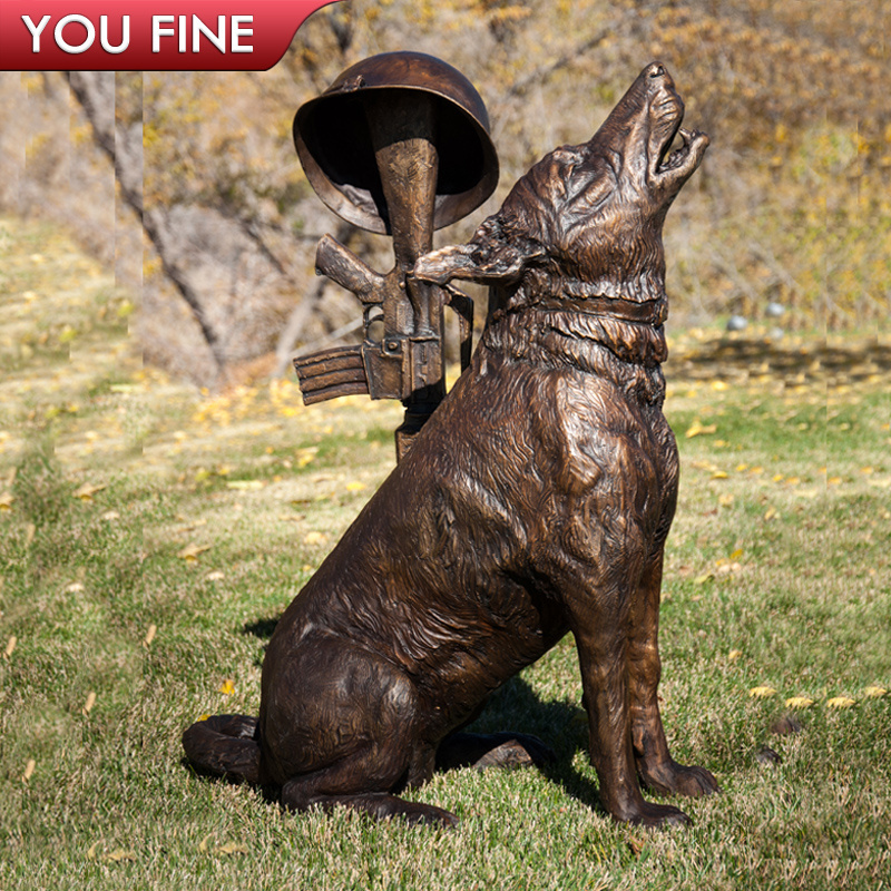 Outdoor Garden Life Size Sitting Bronze German Shepherd Statue Dog Sculpture