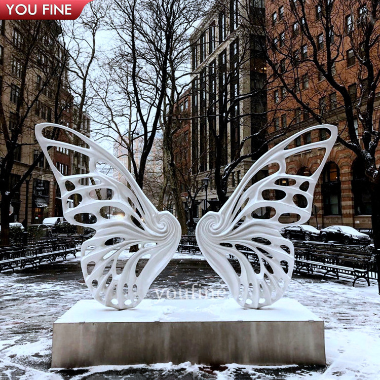 Outdoor Garden Metal Stainless Steel Butterfly Bench Sculpture Statue