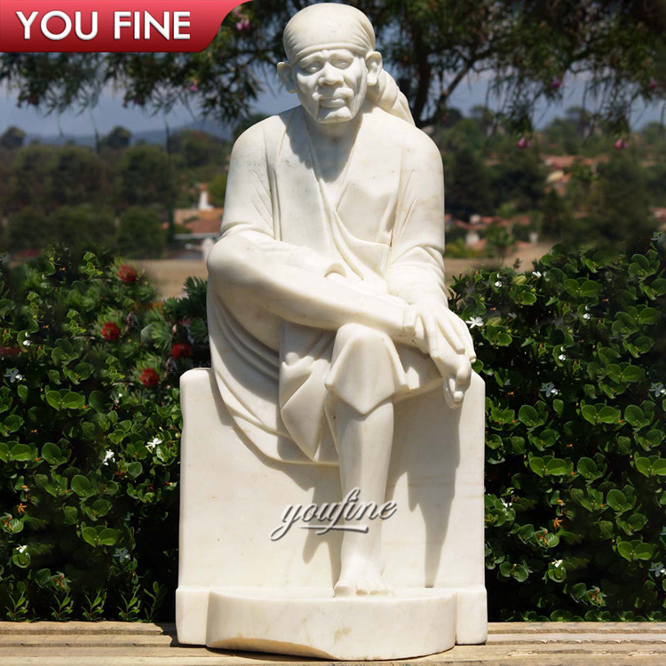 Hand Carved Large Marble Shirdi Sai Baba Statue