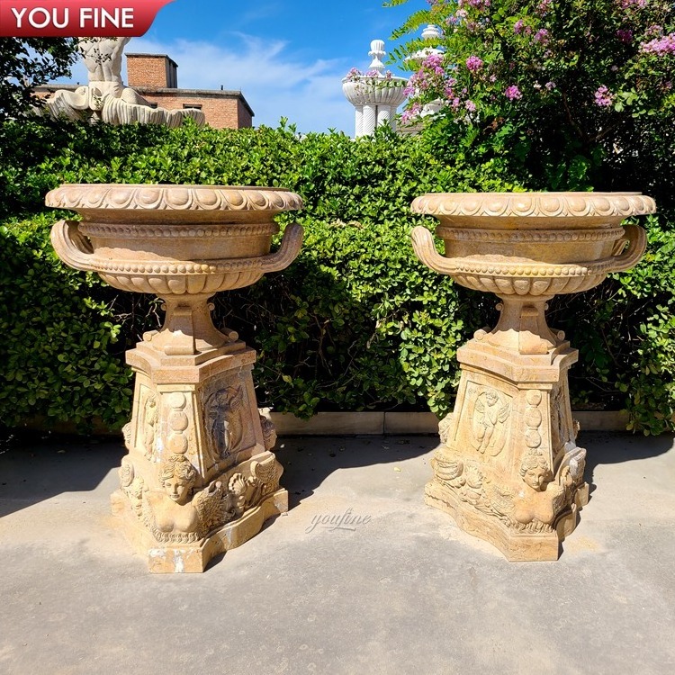 Natural Stone Planter Pot Large Garden Vases Big Garden Flower Pots