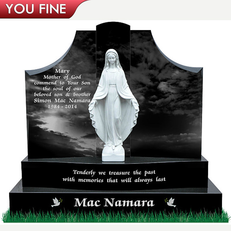 Custom Design Outdoor Hand Carved Black Granite Book Marble Headstone