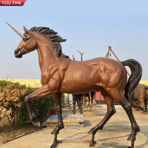 Outdoor Garden Custom Casting Copper Animals Sculpture Bronze Unicorn Horse Statue