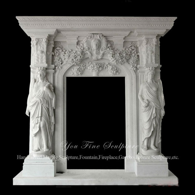 Statue Column Carving Designs White Marble Door Frame