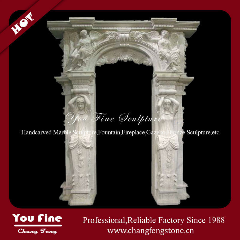 Statue Column Carving Designs White Marble Door Frame