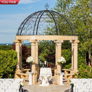 Custom Wedding Large Beige Marble Stone Gazebo Wedding Decorations with Column