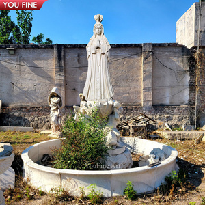 Customized Outdoor Nautral Stone Marble Virgin Mary Water Fountain for Sale