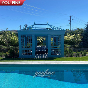 Outdoor Wrought Blue Iron Gazebo Sunroom