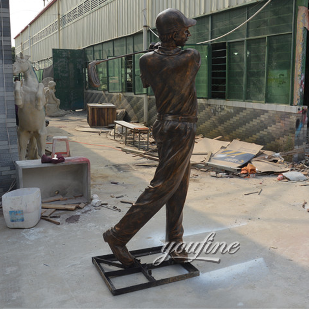 Outdoor Garden Metal Crafts Modern Cast Bronze Golf Statue