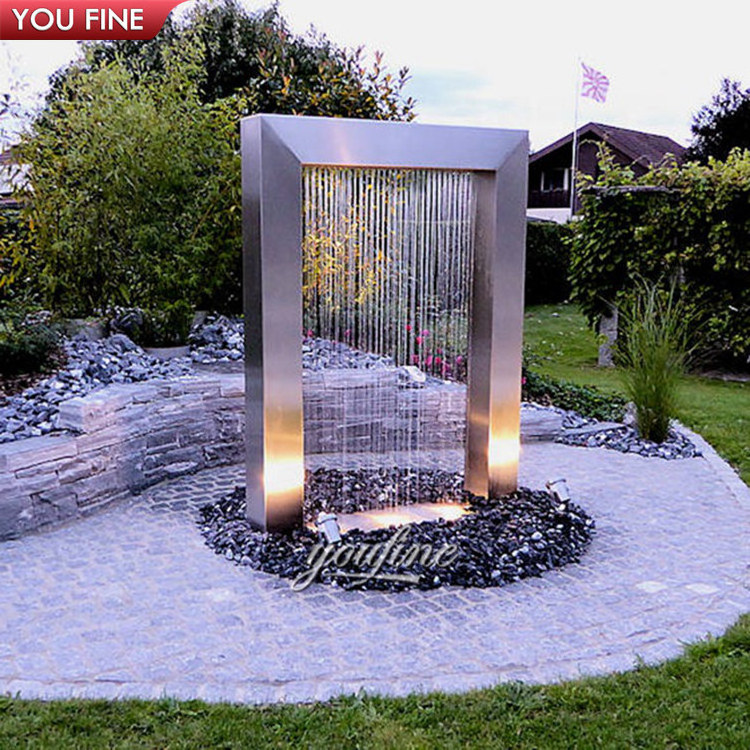 Modern Large Outdoor Garden Rectangle Metal Stainless Steel Water Fountain