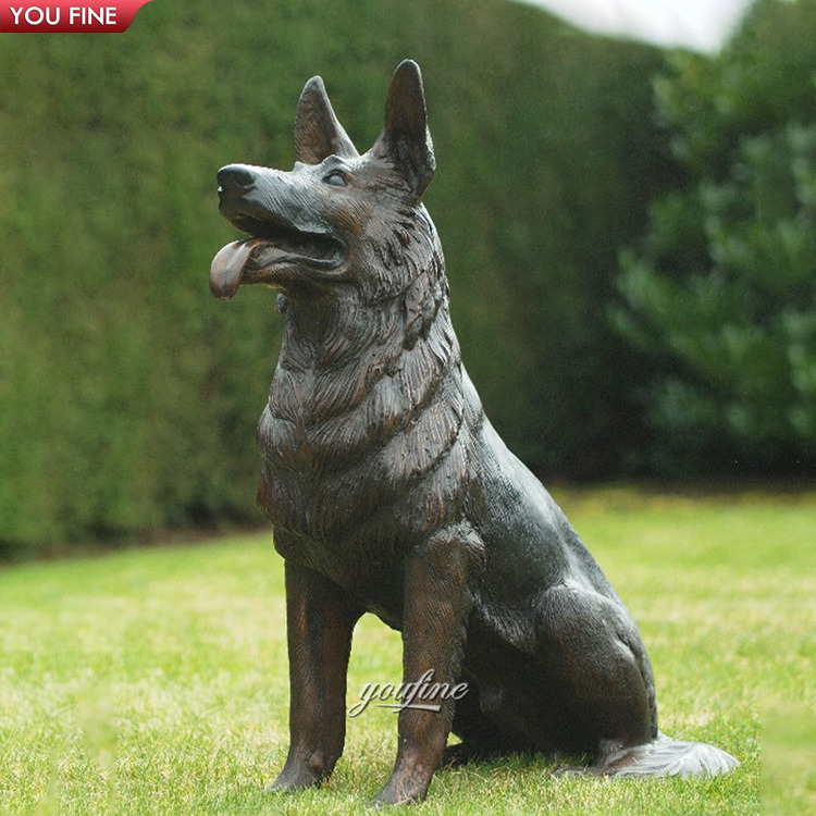 Outdoor Garden Life Size Outdoor Bronze German Shepherd Sculpture