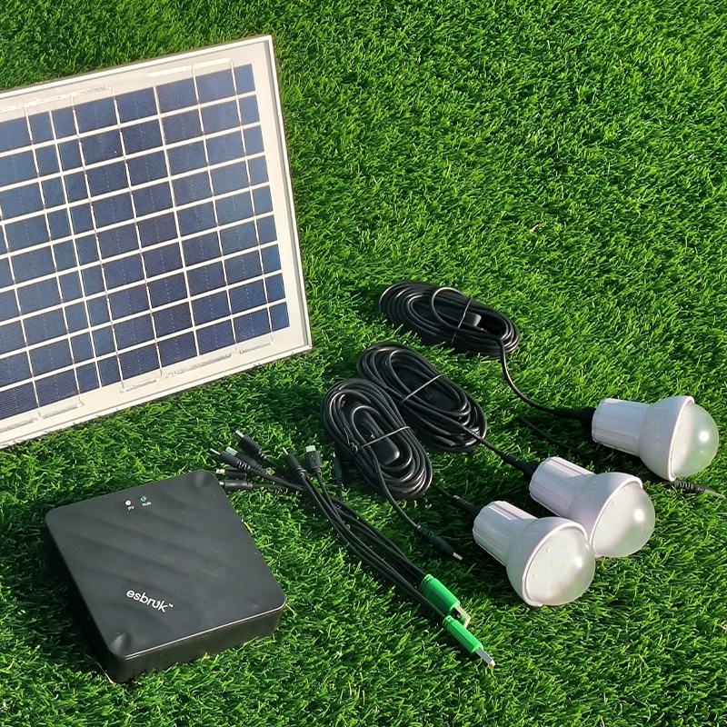 CFE Mini Portable Small Solar Generator 12V 10W Lithium Battery Solar Energy System with Radio and LED Bulbs for Home Lighting