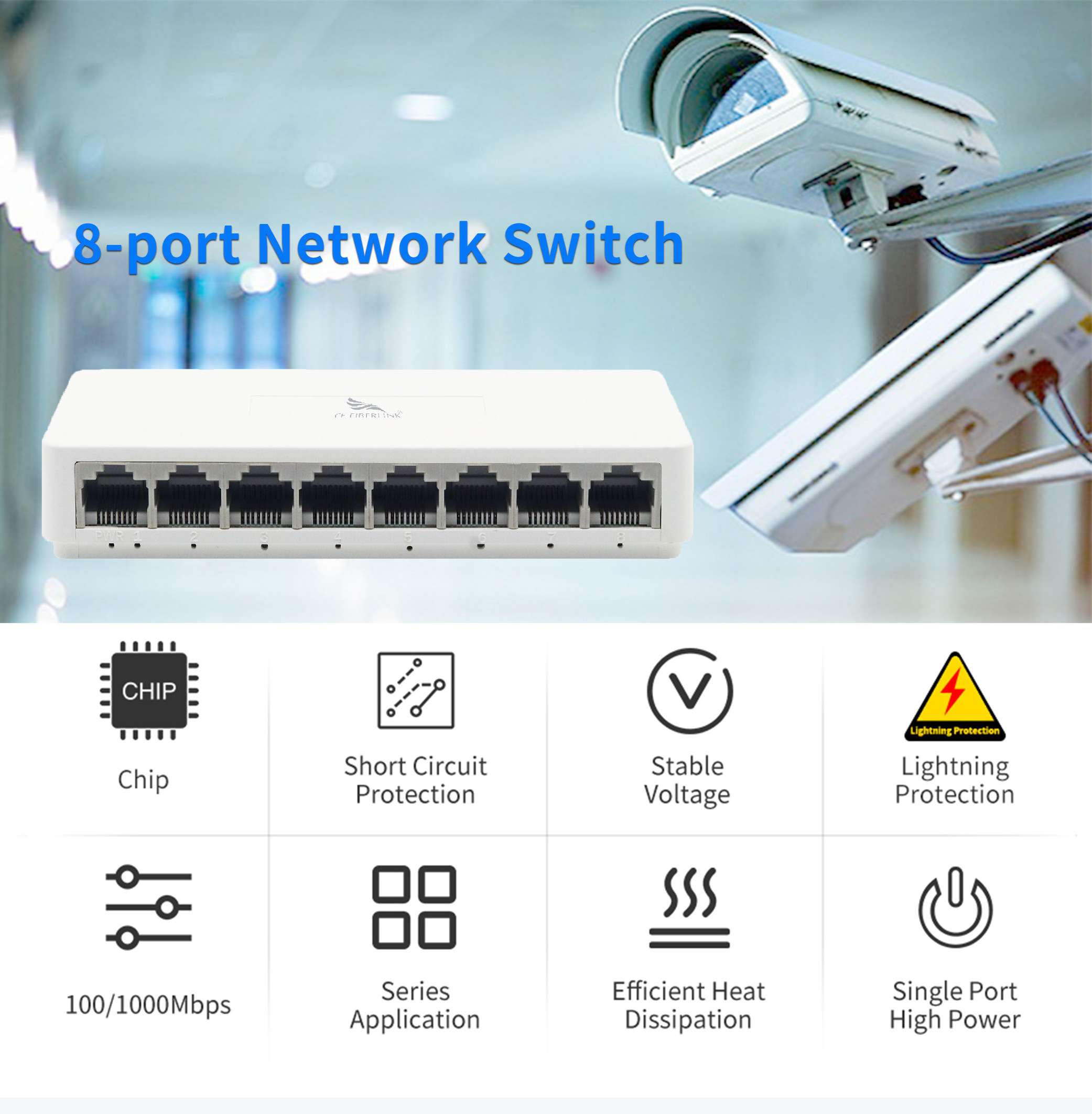 8-port 10/100Mbps Ethernet switch desktop housing with low price industrial network switch