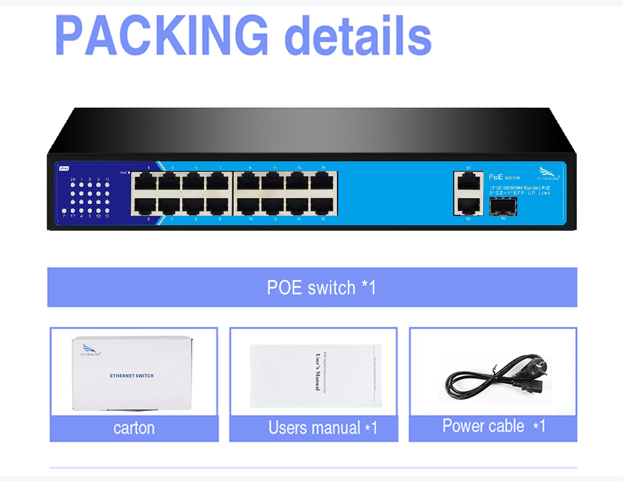 AI  Managed 19  port Gigabit poe Network Switch For CCTV IP Camera  industrial management switch