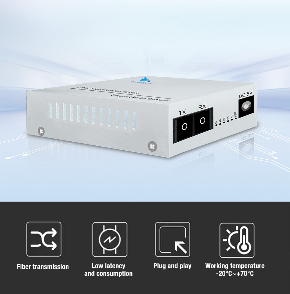 In stock 5-port multi-mode dual-fiber external power 100M fiber optic media converter for CCTV  Media Cameras