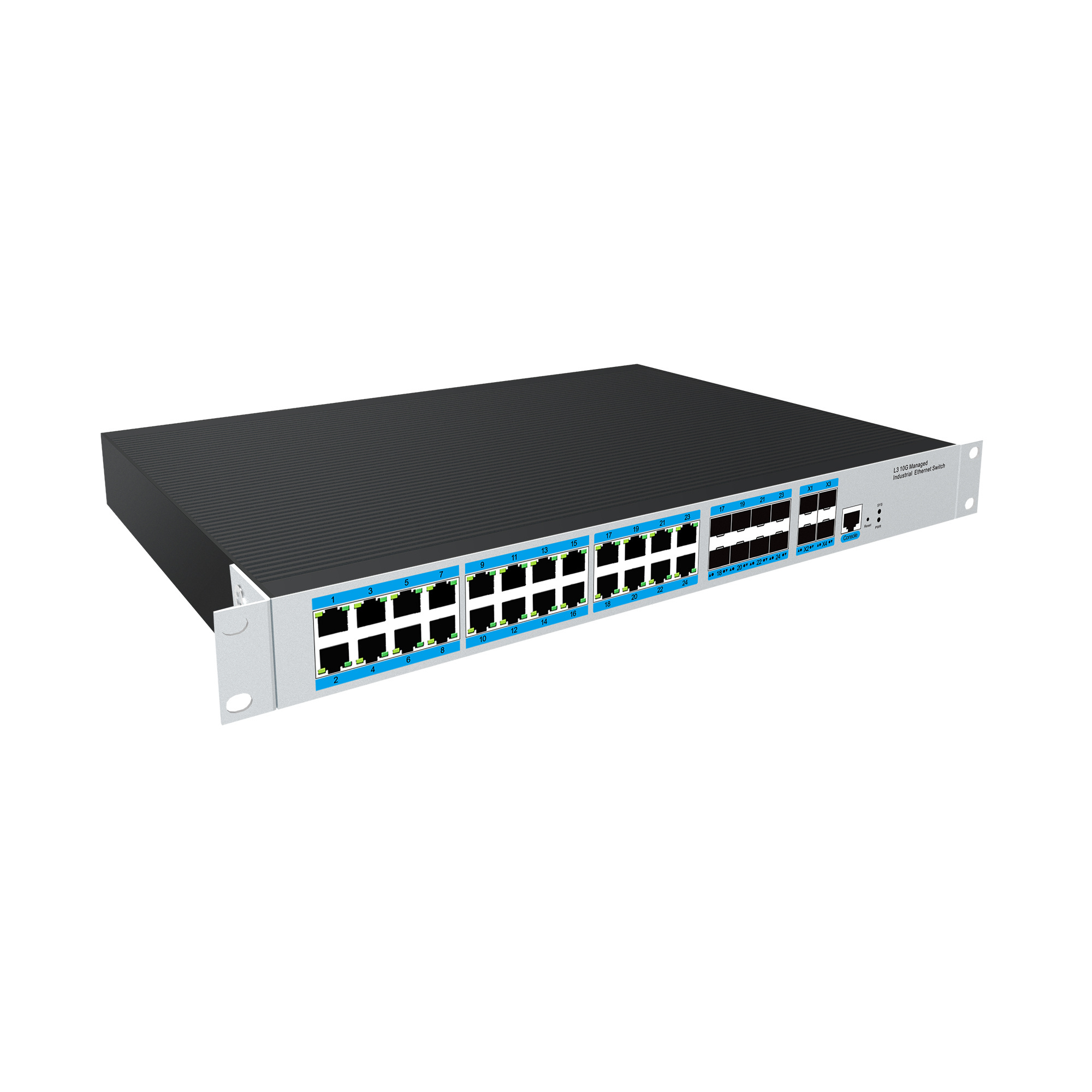 24 gigabits of electricity 8 Combo Uplink L3 Managed Industrial Network Switch with POE Stackable SNMP QoS LACP Functions