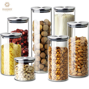 Wholesale Glass Airtight Jars Food Grade Kitchen Storage Jars Glass Jars With Stainless Steel Lid