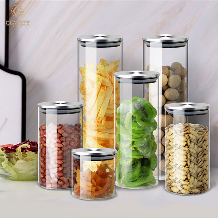 Wholesale Glass Airtight Jars Food Grade Kitchen Storage Jars Glass Jars With Stainless Steel Lid