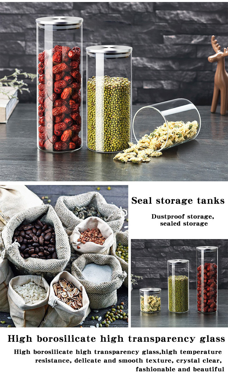 Wholesale Glass Airtight Jars Food Grade Kitchen Storage Jars Glass Jars With Stainless Steel Lid