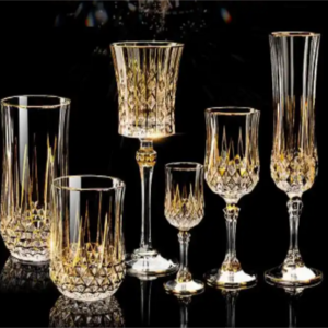 France Imported Luxury Whiskey Glass Golden Diamond Crystal Glass Cup Red Wine Glass