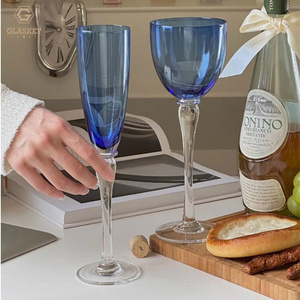 Artificial Blown Blue Crystal Glass Goblet Personalized Red Wine Glass Sparkling Wine Tumbler  Champagne Glass