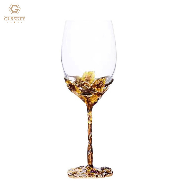 Hand Painted Crystal Wine Glass Set Home Retro Goblet Enamel Color Art Glass Decanter And Wine Glass