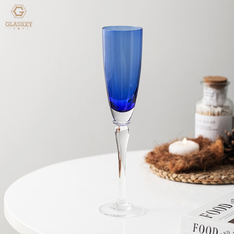 Artificial Blown Blue Crystal Glass Goblet Personalized Red Wine Glass Sparkling Wine Tumbler  Champagne Glass