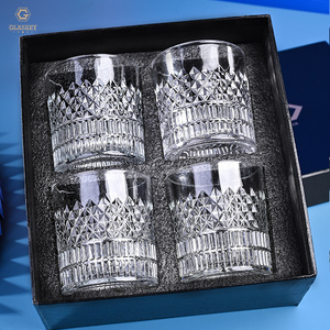 Transparent Crystal Glass Whiskey Cup Luxury  Rock Glasses Bar High End Gift Box Cup Set