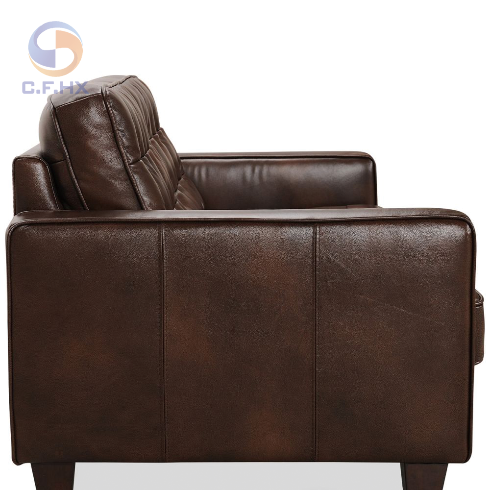 Foshan Two Seater Sectional Leather Sofa Set Chaise Lounge Double Corner Genuine Leather Sofa