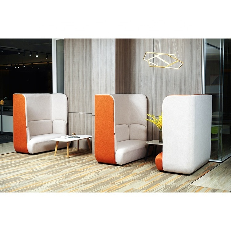 Guangdong Foshan Office Furniture 2 Seater Soft Sofa Designer Recliner Sofa  Private Meeting Office Booth Sofa