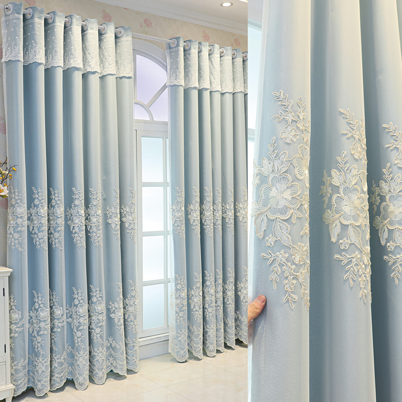 High Quality Embroidery Luxury Sheer Curtains Custom European Flowers Fabric Embroidery Lace Curtain For Bedroom Curtain Fabric