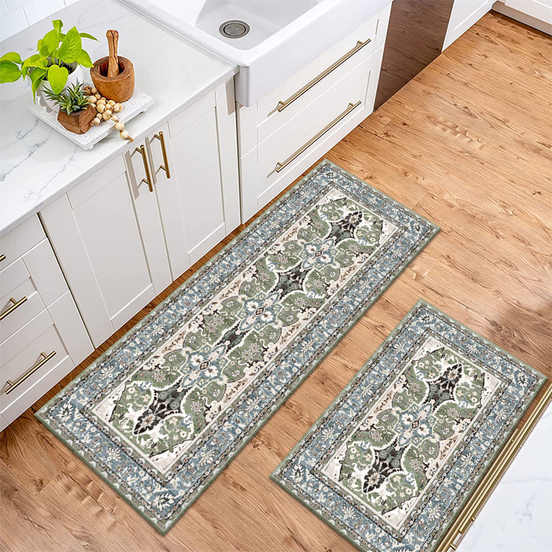 Soft Non Slip Washable Bathroom Mat Bohemian Low Pile Indoor Floor Door Carpet for Entryway Chair Bedroom Living Room