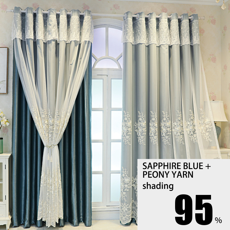 High Quality Embroidery Luxury Sheer Curtains Custom European Flowers Fabric Embroidery Lace Curtain For Bedroom Curtain Fabric