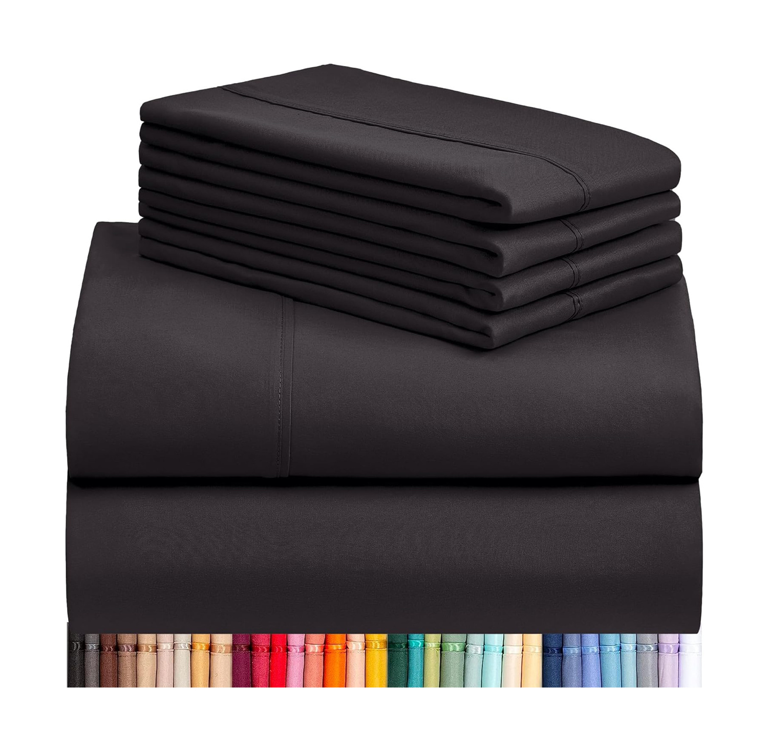 Rayon Made from Bamboo Bed Sheets, Machine Washable Hotel Bedding Silky Soft - Autumn Orange Queen 6 PC black Sheet Set