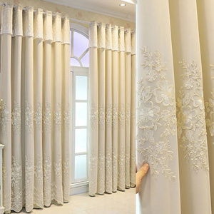 High Quality Embroidery Luxury Sheer Curtains Custom European Flowers Fabric Embroidery Lace Curtain For Bedroom Curtain Fabric