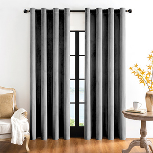 Bedroom 100% Blackout Ready Made Velvet Material Curtains, Top Grommet Window Curtain for Living Room