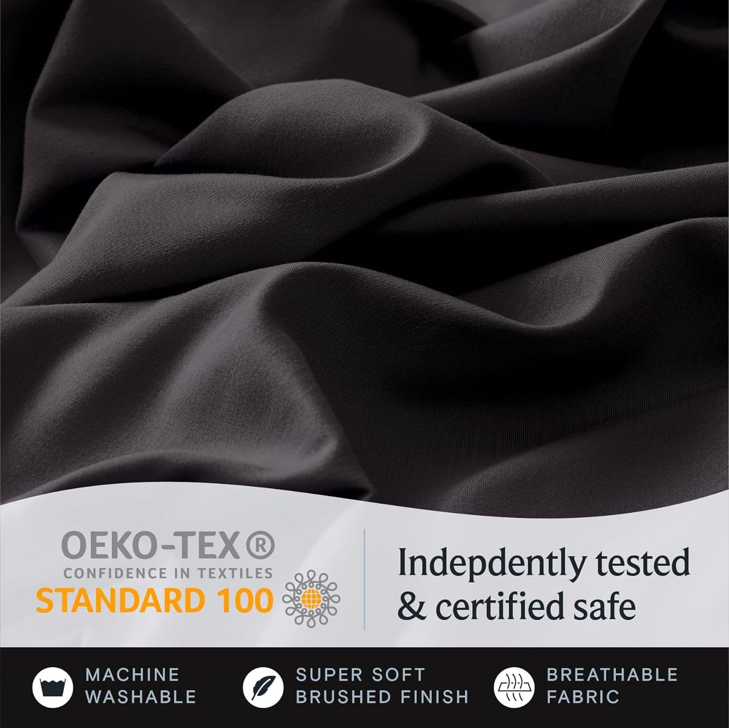 Rayon Made from Bamboo Bed Sheets, Machine Washable Hotel Bedding Silky Soft - Autumn Orange Queen 6 PC black Sheet Set