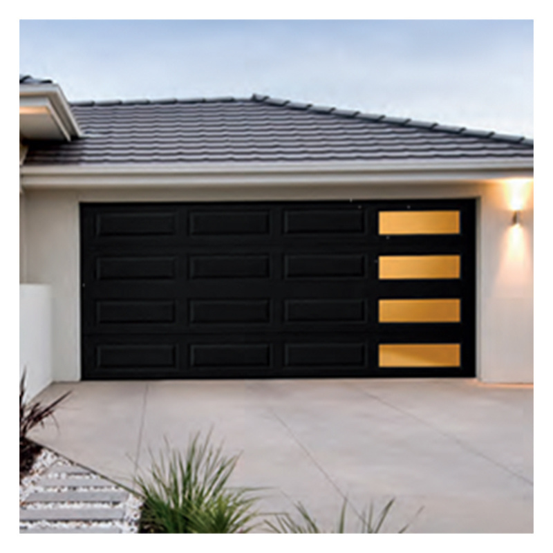 Factory Price Exterior Door Durable Real Wood Panels with Tempered Glass Latest Design Modern Garage Doors