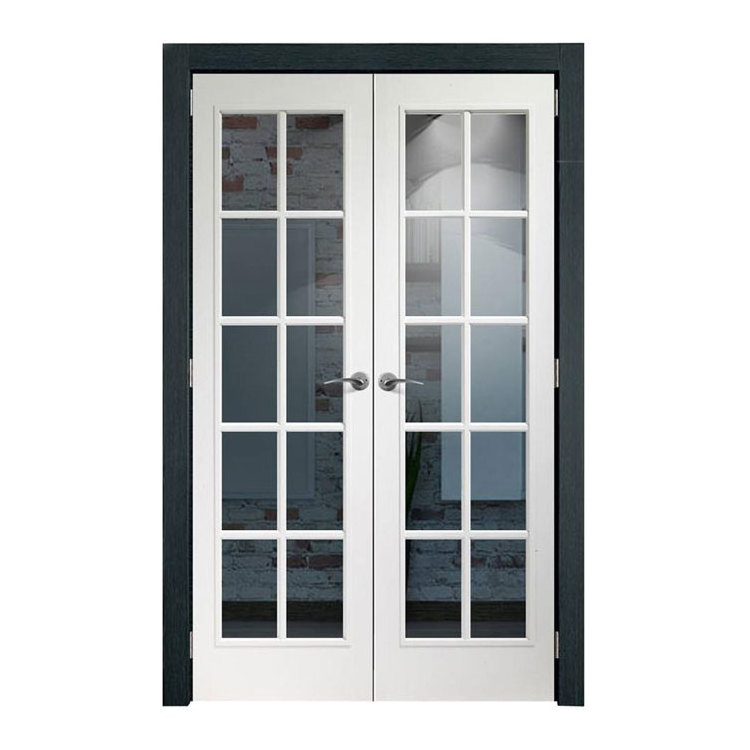 Low Price Custom double tempered glass French door Modern design aluminum double tempered glass French door