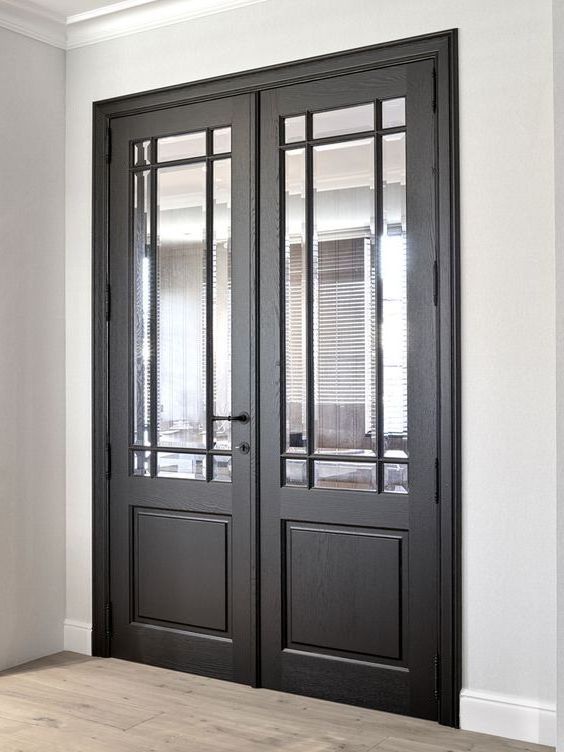 Modern design  oak wood  Tempered Glass Pvc Door  Waterproof exterior french doors