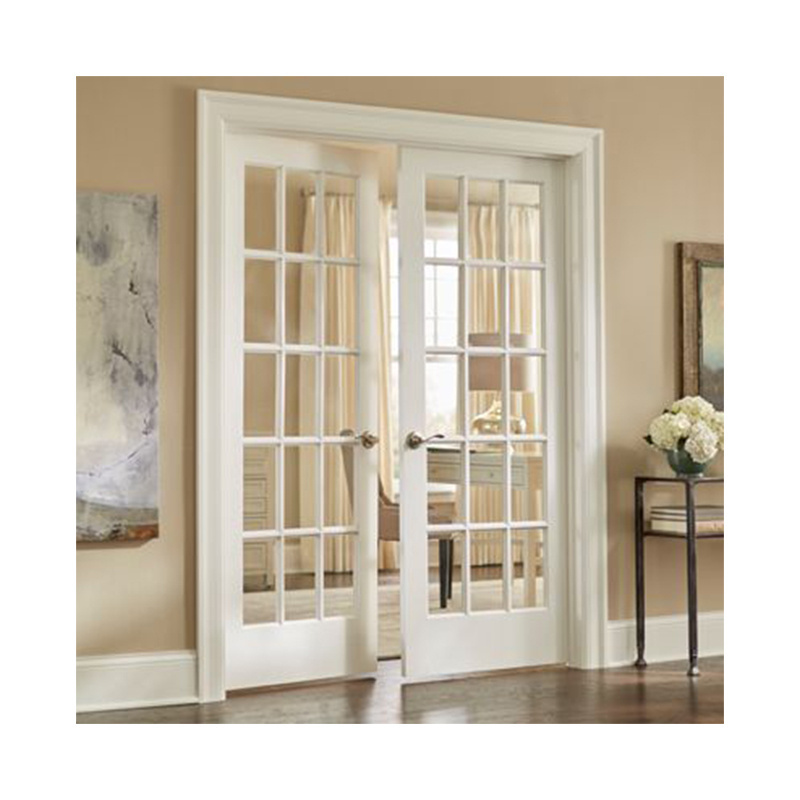 Modern design  oak wood  Tempered Glass Pvc Door  Waterproof exterior french doors