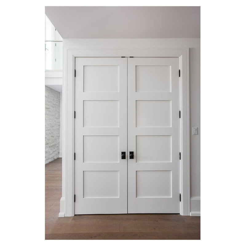 Simple Design 3 Panel Soundproof White Primed Solid Wooden Interior Shaker Door For Bedroom Prehung interior shaker doors